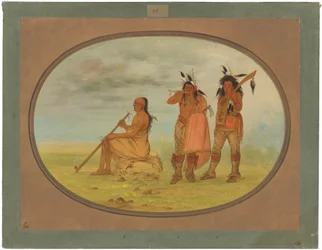 Old Menomonie Chief with Two Young Beaux