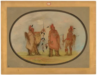 Osage Chief with Two Warriors