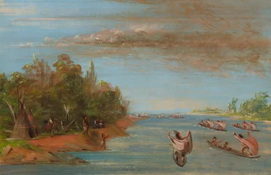Sac and Fox Sailing in Canoes, 1837-1839