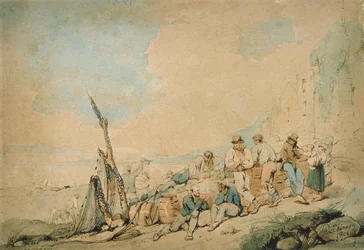 Coast Scene with Figures near a wall
