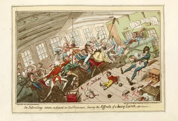 An Interesting Scene on Board an East-Indiaman, Showing the Effects of a Heavy Lurch