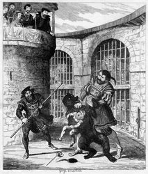Gog extricating Xit from the bear in the Lions Tower, 1840