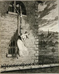 Jack Escaping from Newgate Ward with His Wife Elizabeth Lyon, Illustration from 