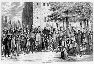 Queen Mary receiving the prisoners on the Tower Green, 1553 1840