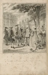 Randulph Crew introduced to Beau Villiers on the Mall