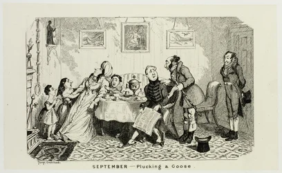 September - Plucking a Goose from George Cruikshank