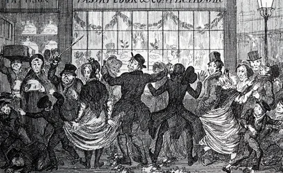 Street Urchins Causing Havoc in the Crowd Outside a Confectioner