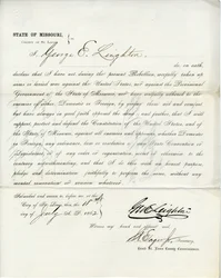 Loyalty oath of George E. Leighton of Missouri, County of St. Louis
