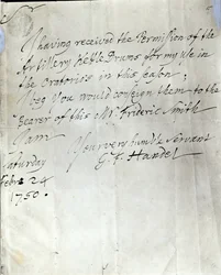 Letter from George Frederick Handel Dated February 24th 1750