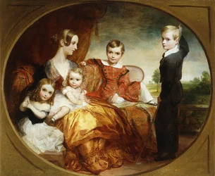 A Group Portrait of a Lady with her Four Children on a Terrace, 1843