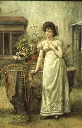 Young Woman beside a Tree Stump