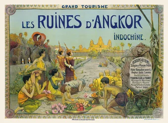 French poster advertising the Temples of Angkor in Indochina
