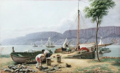 Afternoon - Hastings Landing. Palisade Rocks in Shadow, New York, c.1836