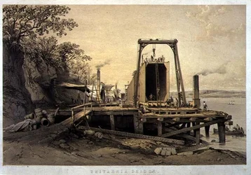 Britannia Bridge, Platform and Construction of Tubes, September 1848, pub. 1849