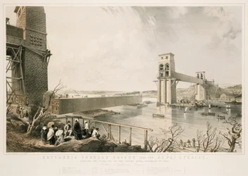 Britannia Tubular Bridge during construction, 3rd December 1849