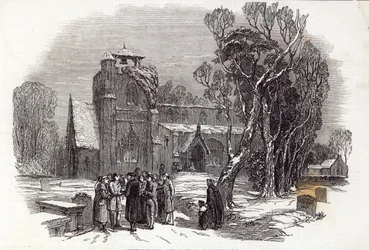 Christmas Morning: Going to Church, engraved by W.J. Linton, from 