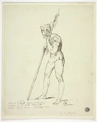 Standing Man in Armour Holding Lance