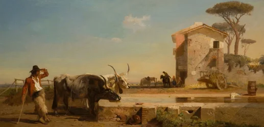 Cattle At A Drinking Place In The Campagna, Rome