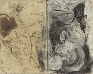 Drinking man in seventeenth-century clothing and a seated man