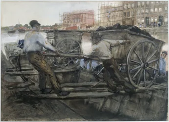 Labourers Pulling a Heavily Laden Cart on Jacob van Lennepkade, Amsterdam