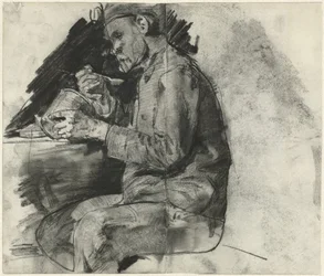 Soldier Sitting and Eating