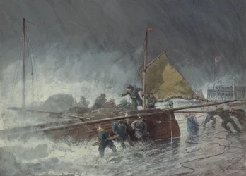 Deal Lugger Putting off in a Storm