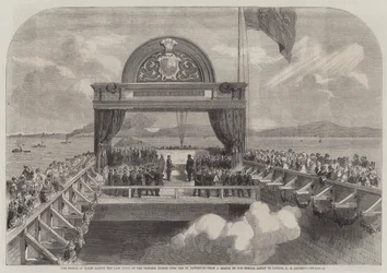 The Prince of Wales Laying the Last Stone of the Victoria Bridge over the St Lawrence