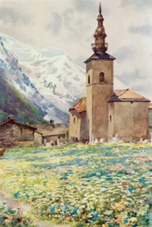 Mont Blanc and the Church of Argentiere