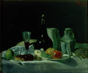 Still Life - Bottle and Fruit