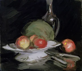 Still Life Bowl of Fruit, Melon and Carafe