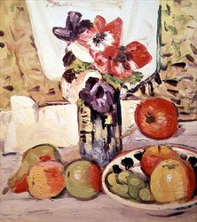 Still Life of Anemones and Apples