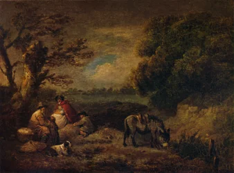 Gypsies Resting with Donkey