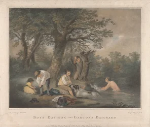 Set of Four: Boys Bathing