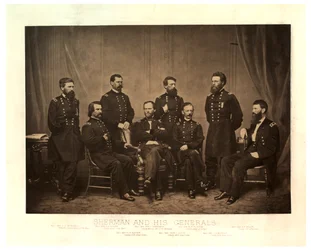 Sherman and his Generals [Blair added from another negative before printing], 1865