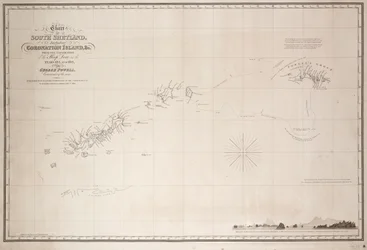 Chart of the South Shetland Islands including Coronation Island, from the exploration of the sloop Dove in the years 1821 and 1822 by George Powell, commander of the same