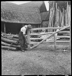 A man making a field gate in Aston