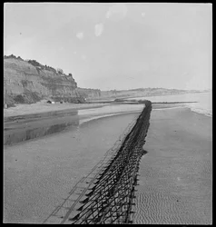 View from Luccombe end of Shanklin Beach, showing Admiralty scaffolding