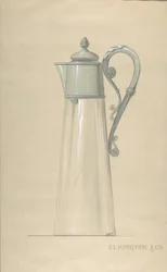 Design for Glass and Silver Water Pitcher, with a Cover