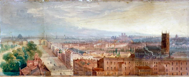 Aerial view of Knightsbridge, London, c1845