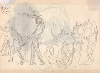 Figure Composition Study, Men Driving Off an Attack on Their Families