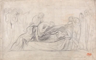 Figures Mourning at the Bier of a Woman