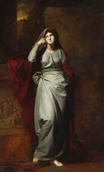 Il Penseroso, or Melancholy: A Female Figure, Full Length, Wearing Pale Green Robes, Standing in a Landscape, Resting Her Left Elbow on a Pedestal Bearing a Classical Frieze