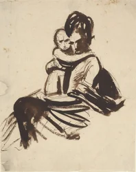 Portrait Study of a Seated Woman Holding a Child