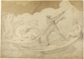 Psyche ferried across the Styx from Apuleius, The Golden Ass, VI, 18