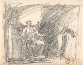 Seated Figure Surrounded by Attendants