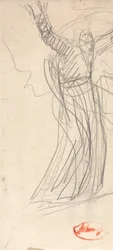 Standing Figure with Upraised Arms, probably Prospero