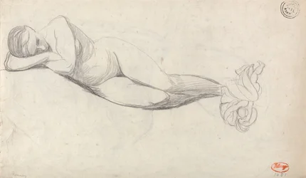 Study of a Reclining Nude, and Seated Woman Comforted by a Child
