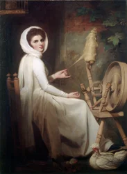 The Spinstress Lady Emma Hamilton at the Spinning Wheel