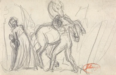 Unidentified Subject: Woman, Child, Man and Horse