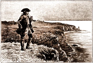 Captain Billy Bones watching the arrival of pirates